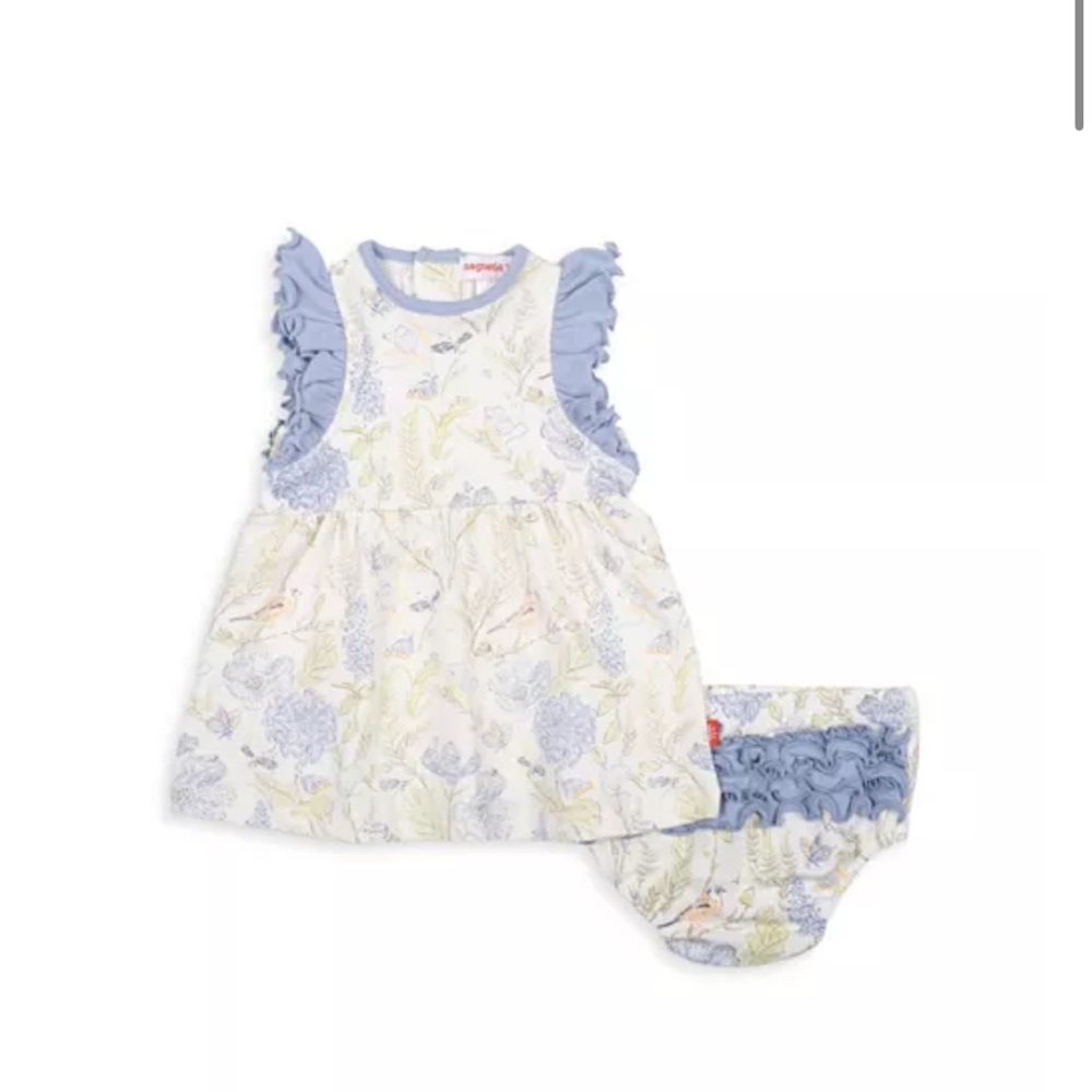 Magnetic Me Girls' Blue Blossom Sundress & Bloomers Set - Baby